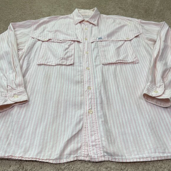 Vintage Guess Georges Marciano Button Up Shirt Womens Pink Striped Oversized 2 - Picture 2 of 11